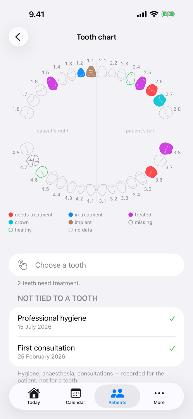 Dental chart — 32Desk